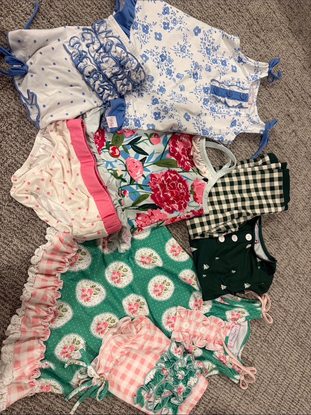 SweetHoney Girls 4 Outfit Bundle Floral Ruffle Gingham Boutique Sets 3T